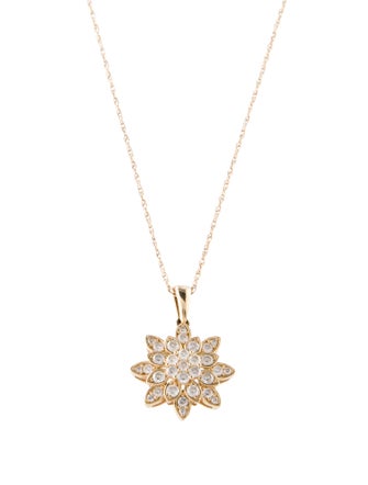 Necklace 14K Diamond Floral Pendant Necklace