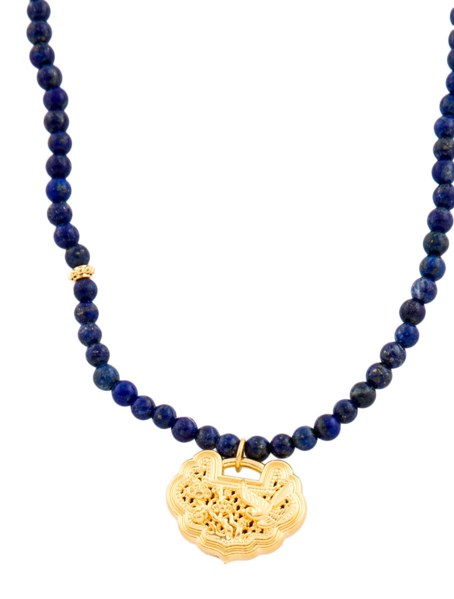 Necklace 24K Lapis Lazuli Bead Strand Necklace