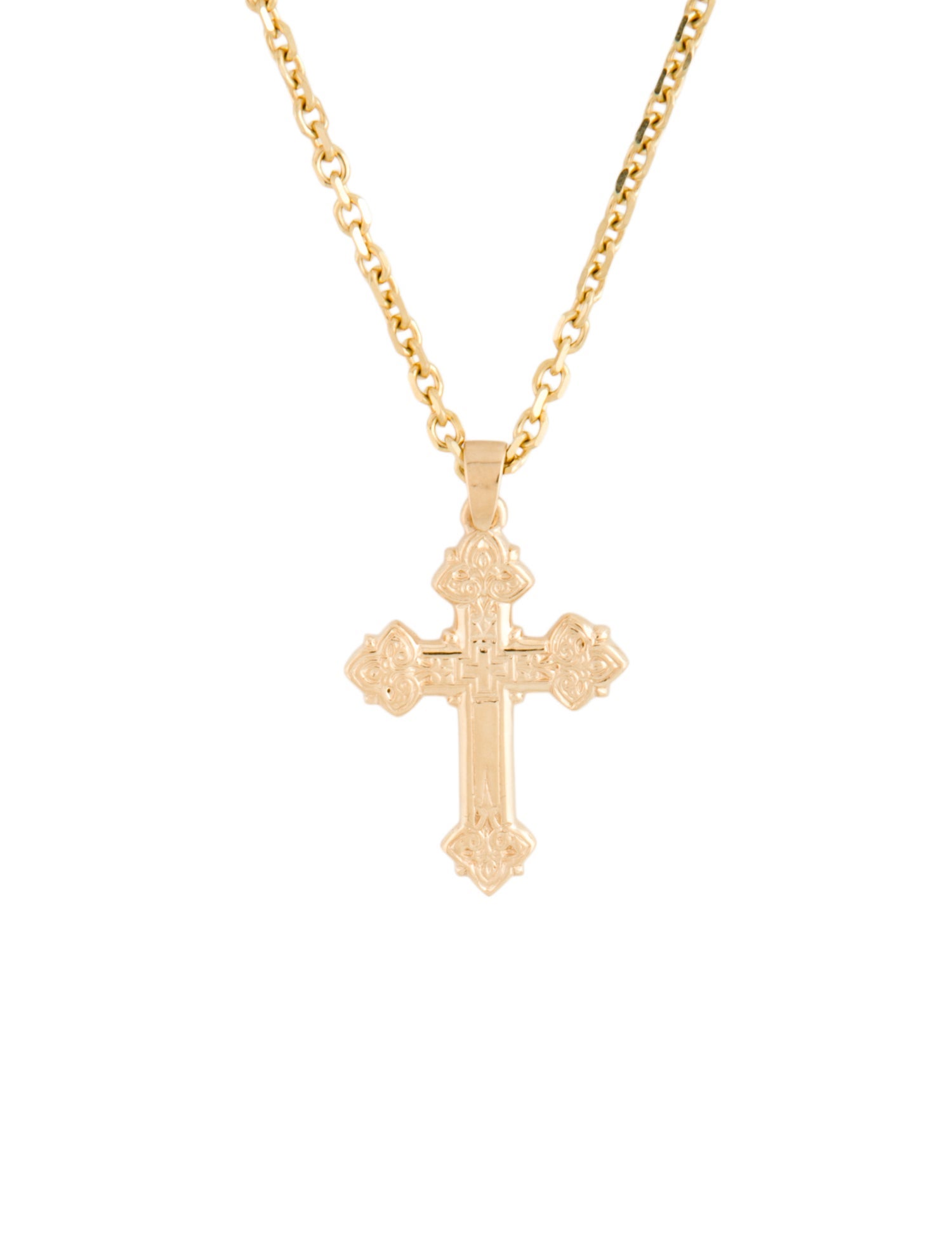 Necklace 14K Ornate Cross Pendant Necklace