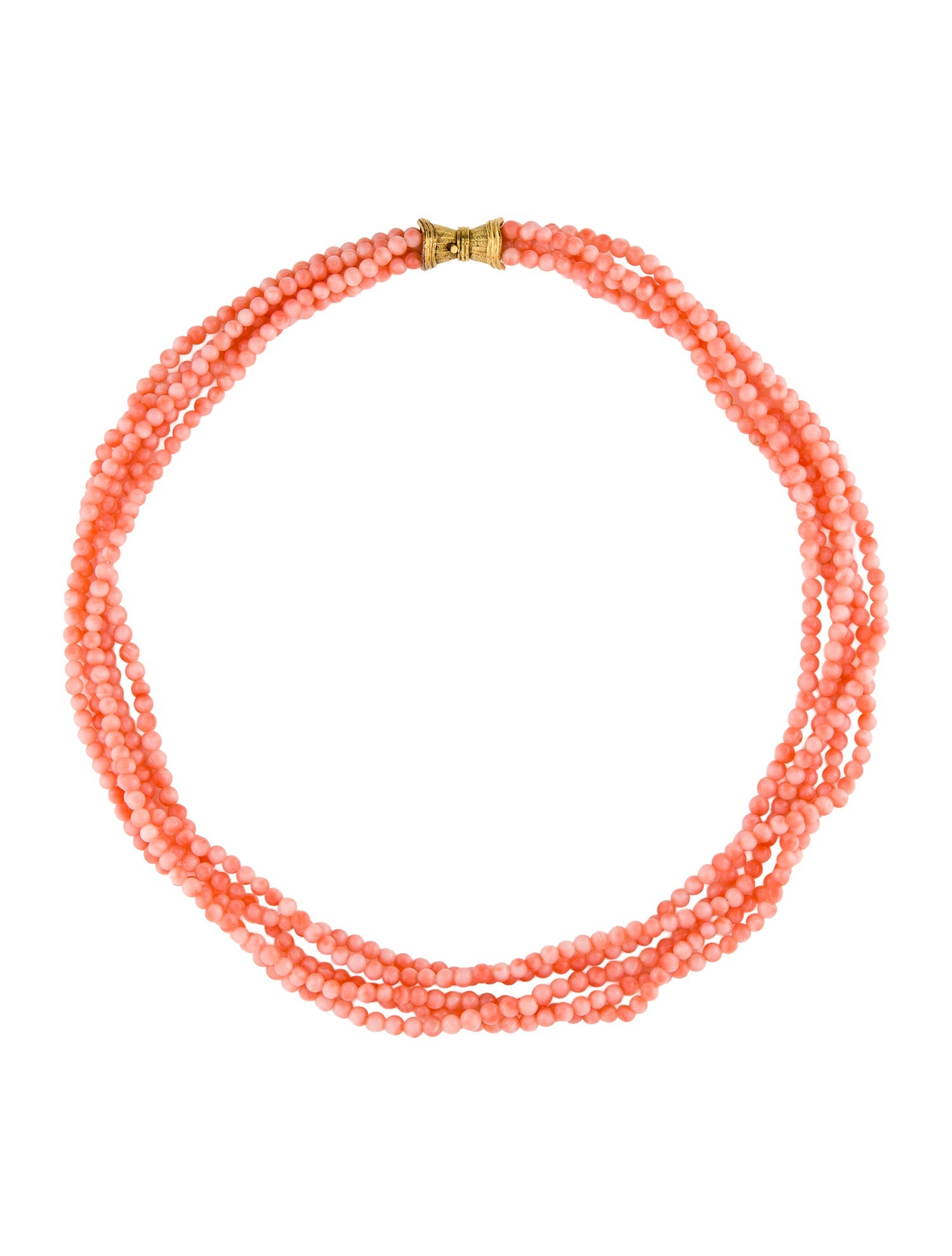 Necklace 14K Coral Bead Multistrand