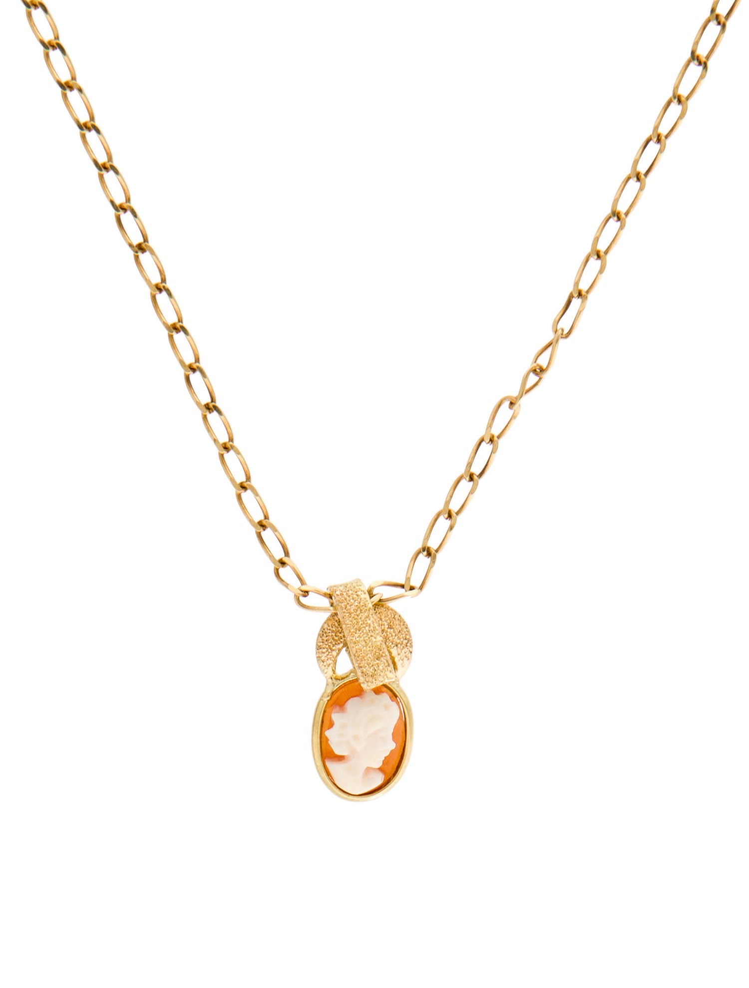 Necklace 18K Shell Mini Cameo Pendant Necklace