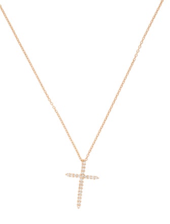 Necklace 18K Diamond Cross Pendant Necklace