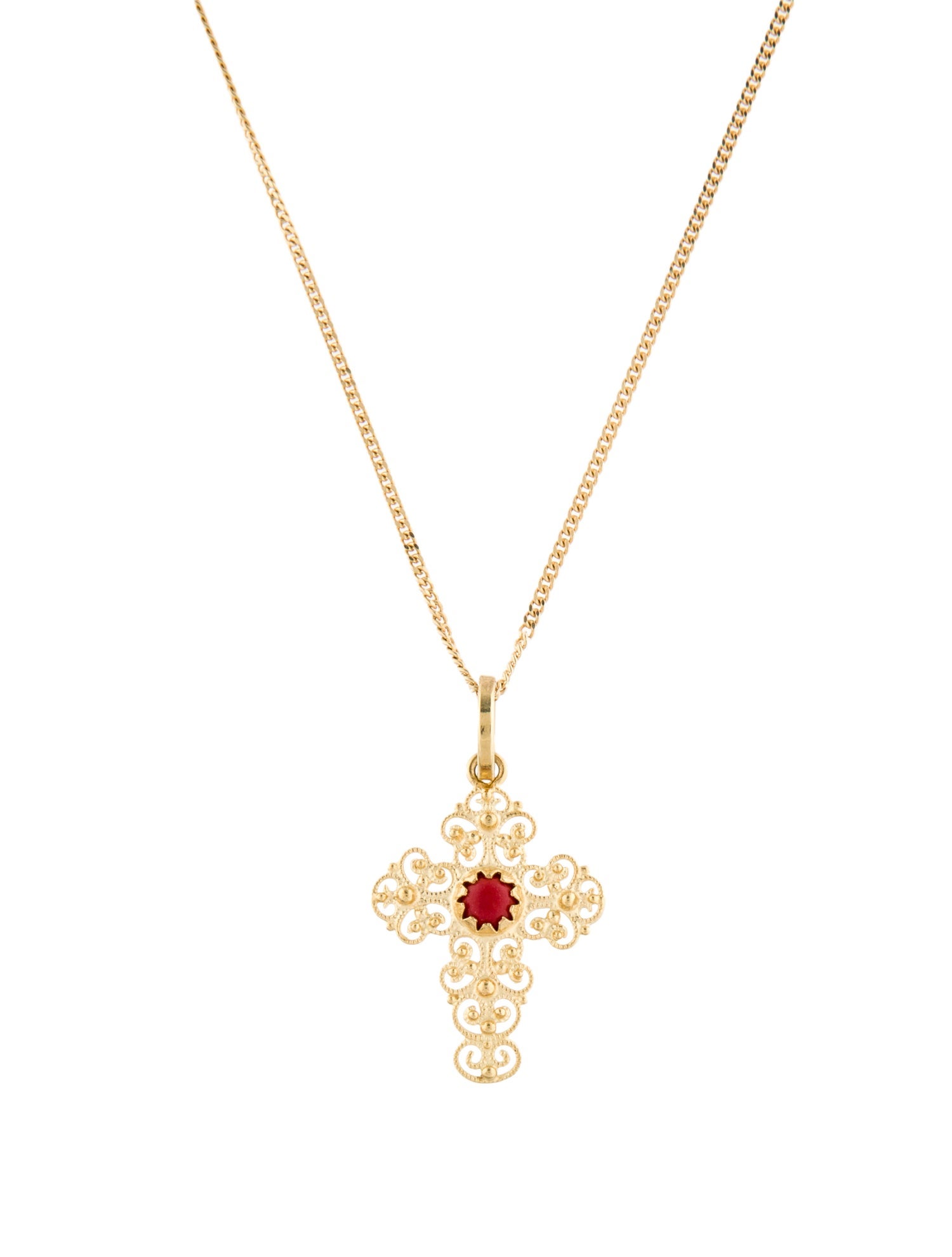 Necklace 18K Filigree Cross Pendant