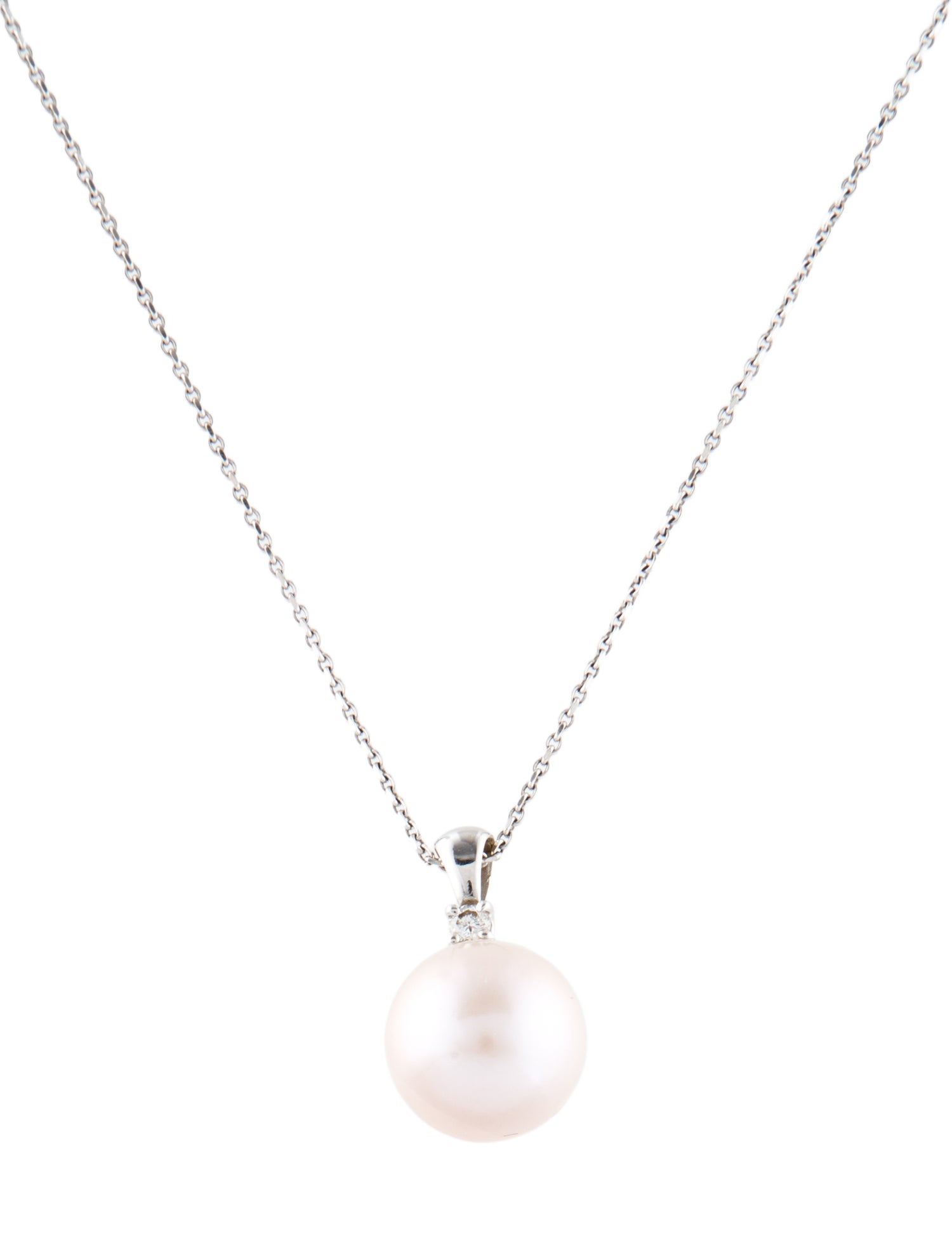 Necklace 14K Pearl & Diamond Pendant Necklace