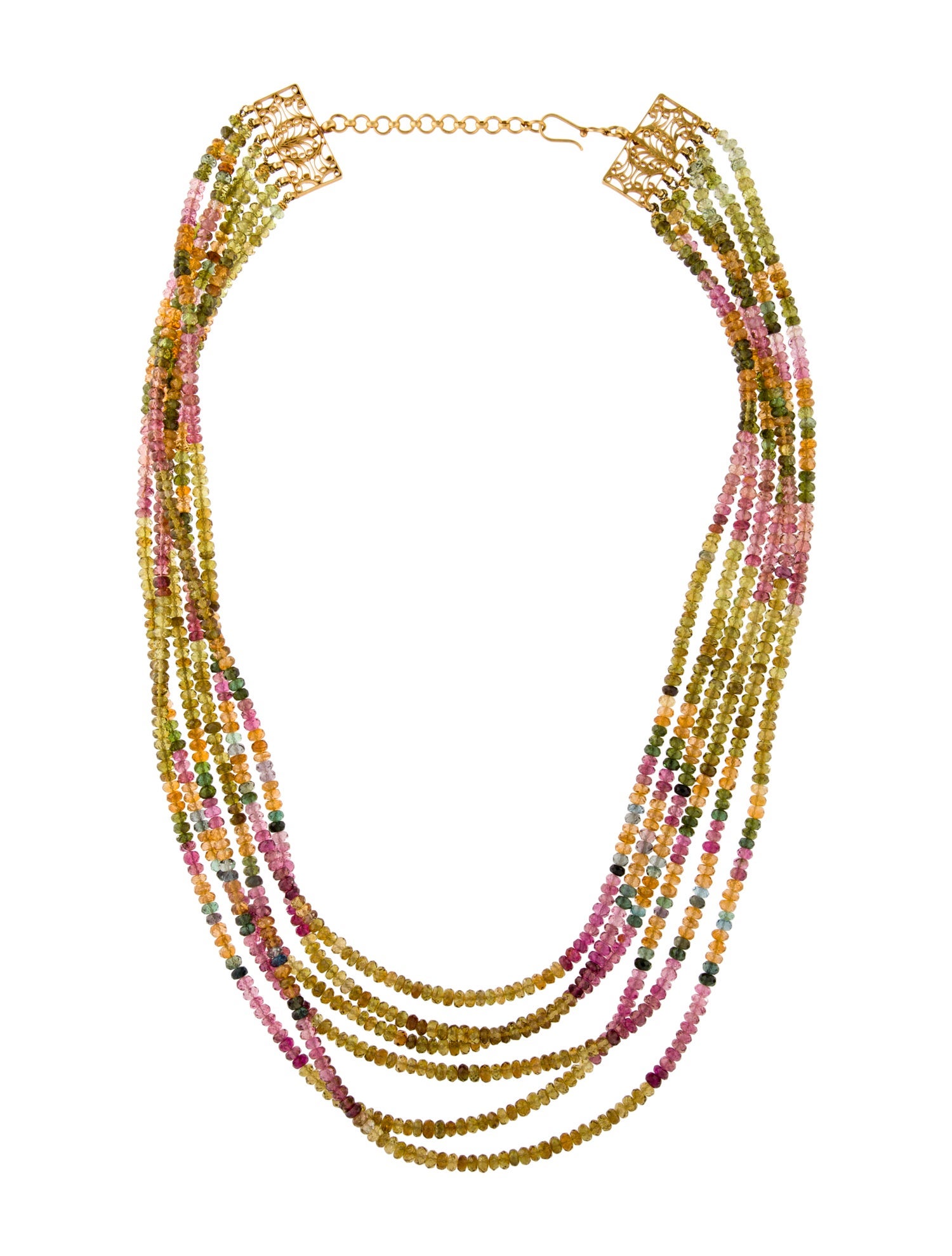 Necklace 18K Multicolor Tourmaline Six-Strand