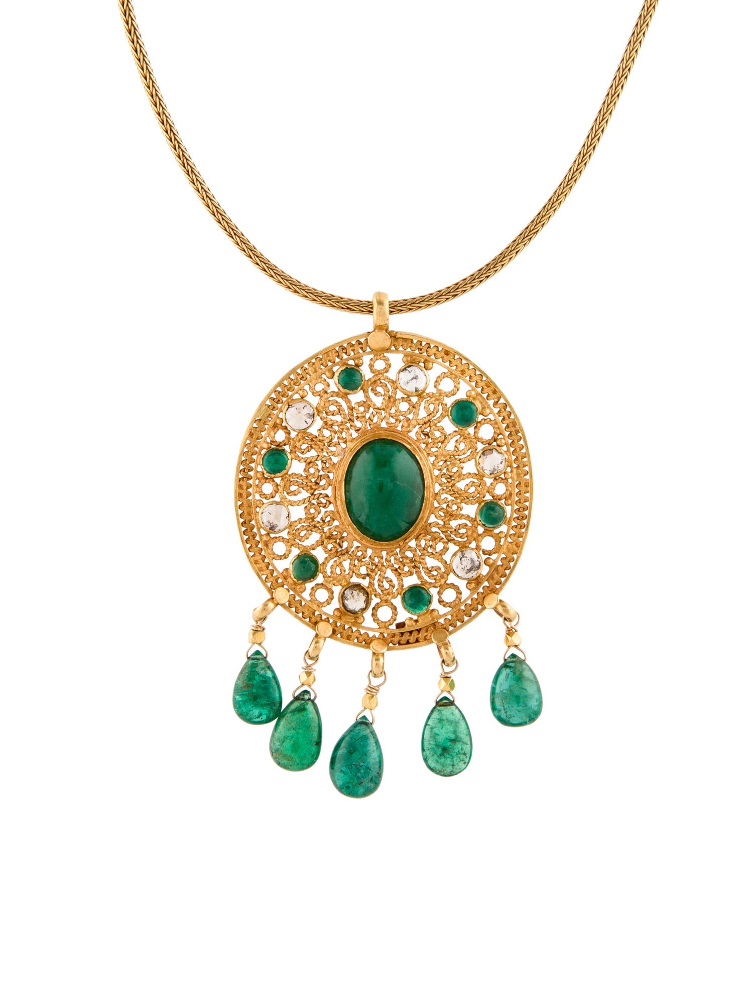 Necklace Emerald & Diamond Pendant