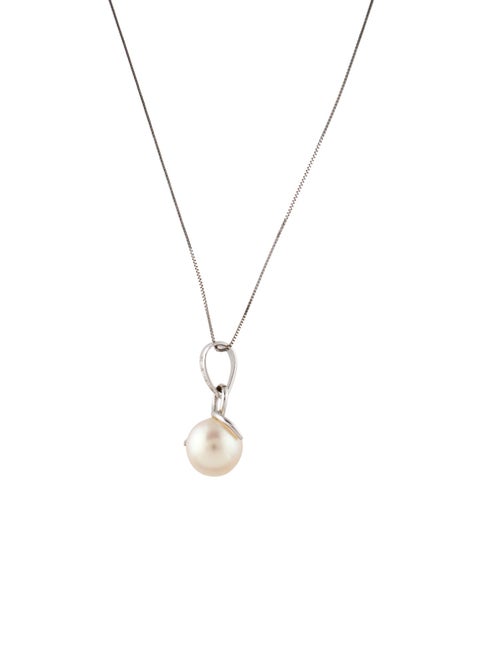 Necklace 14K Pearl & Diamond Pendant Necklace