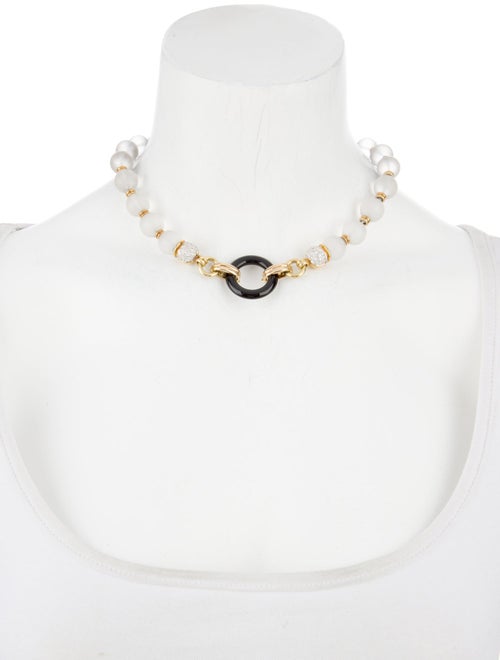 Necklace 18K Quartz, Onyx, & Diamond Bead Necklace