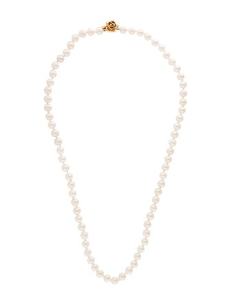 Necklace 14K Pearl & Dyed Chalcedony Accented Bead Strand Necklace