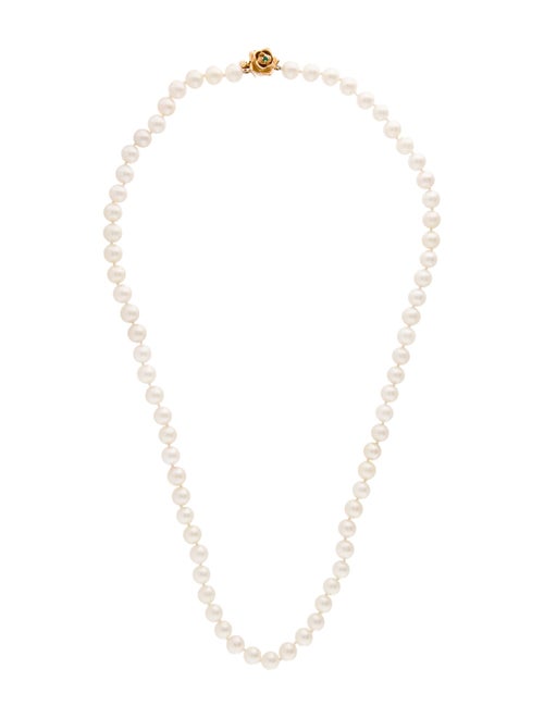Necklace 14K Pearl & Dyed Chalcedony Accented Bead Strand Necklace
