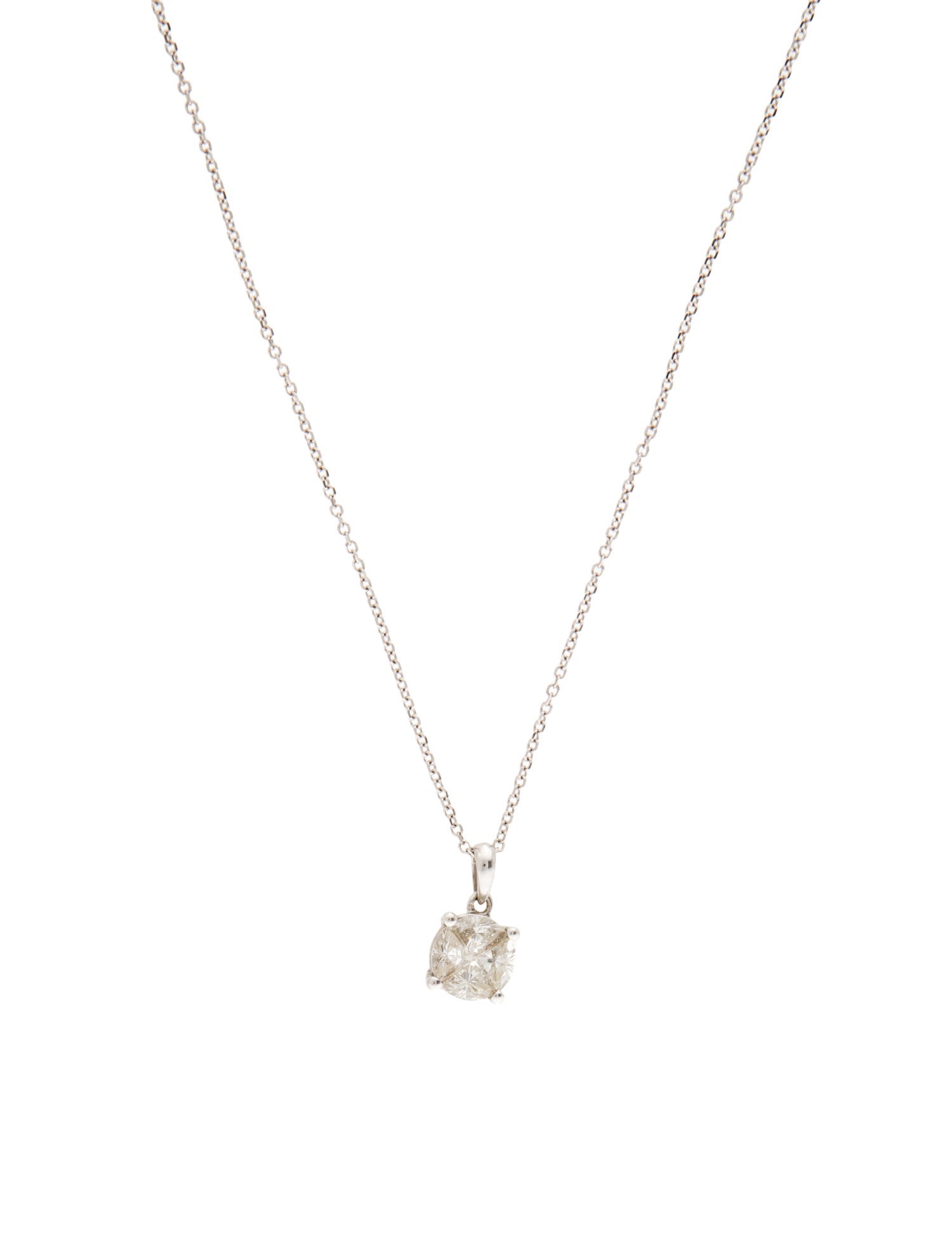 Necklace 14K Diamond Illusion Solitaire Pendant Necklace