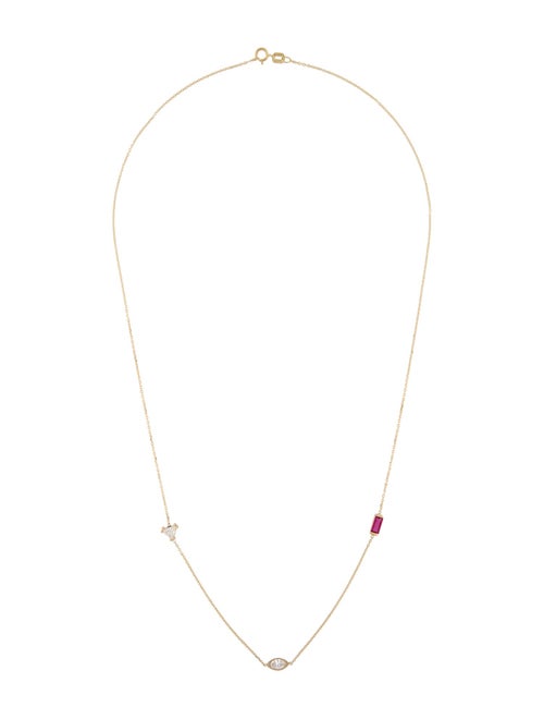 Necklace 14K Diamond & Ruby Station Necklace