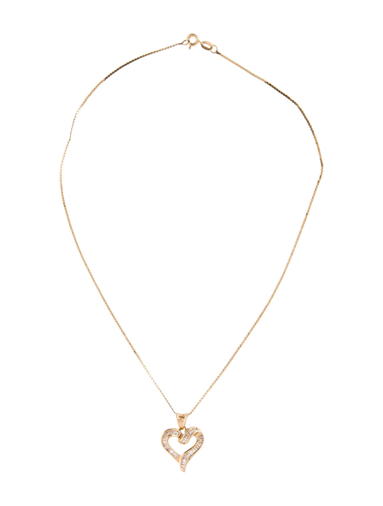 Necklace 14K Diamond Open Heart Pendant