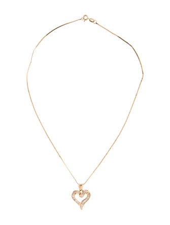 Necklace 14K Diamond Open Heart Pendant Necklace