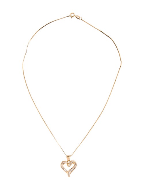 Necklace 14K Diamond Open Heart Pendant Necklace