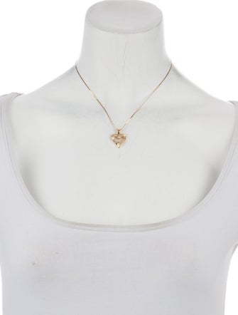 Necklace 14K Diamond Open Heart Pendant Necklace