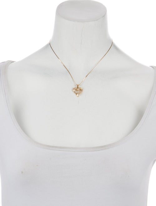 Necklace 14K Diamond Open Heart Pendant Necklace