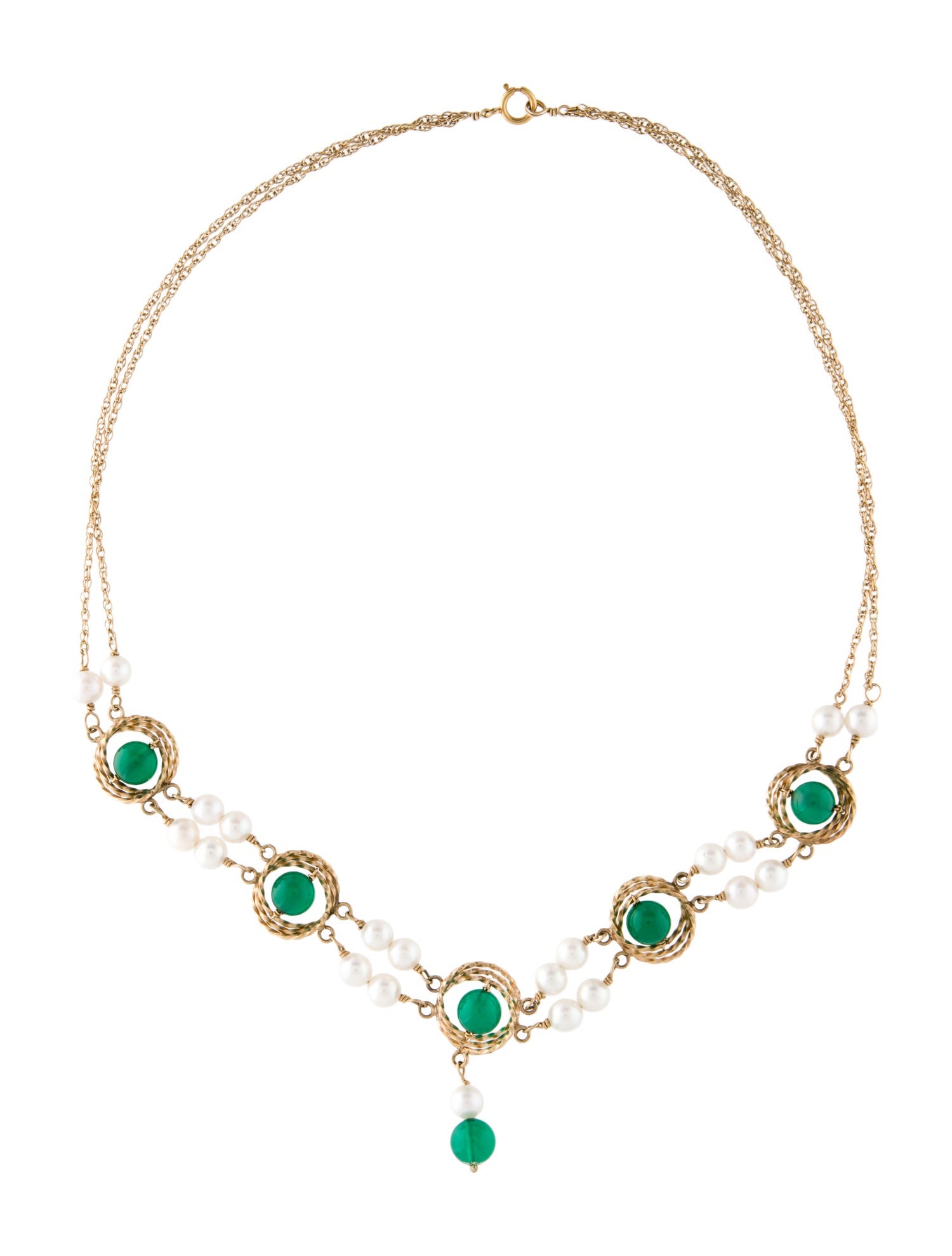 Necklace 14K Pearl & Dyed Chalcedony Collar Necklace