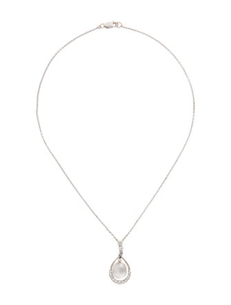 Necklace Pearl & Diamond Pendant Necklace