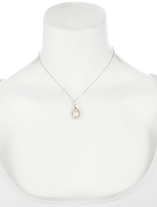 Necklace Pearl & Diamond Pendant Necklace