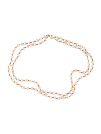 Necklace 14K Pearl Bead Double Strand Necklace
