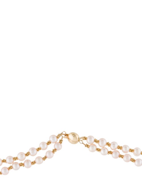 Necklace 14K Pearl Bead Double Strand Necklace