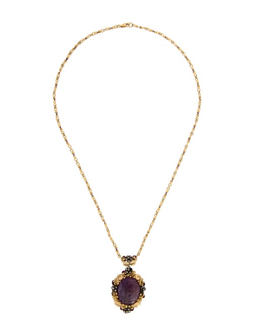 Necklace 18K Amethyst & Diamond Pendant Necklace
