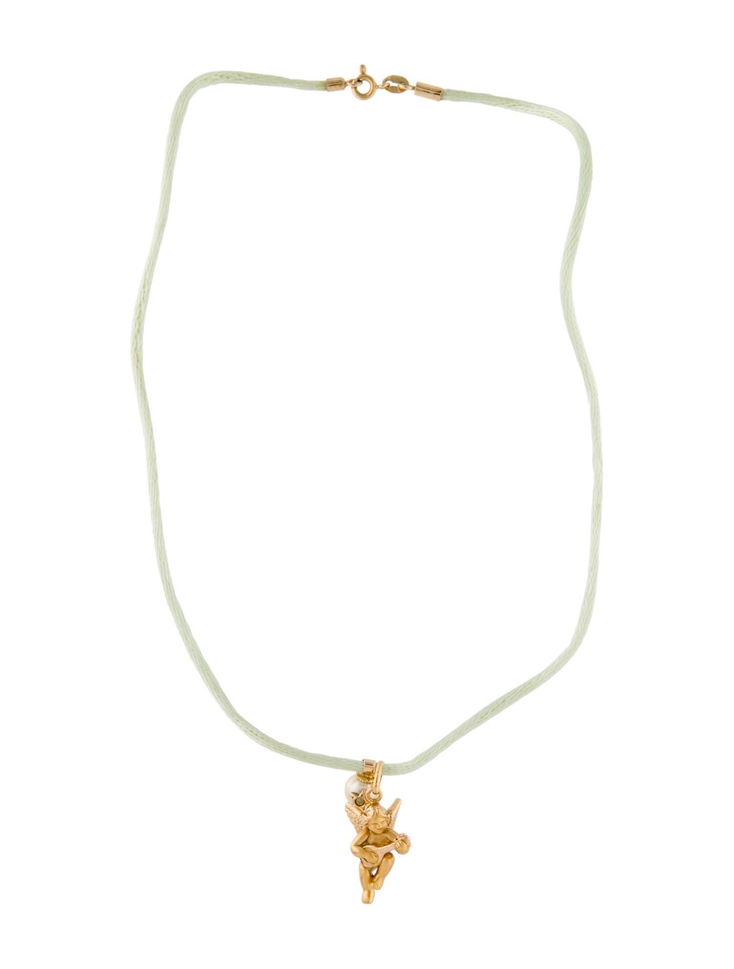 Necklace 18K Pearl & Peridot Angel Pendant