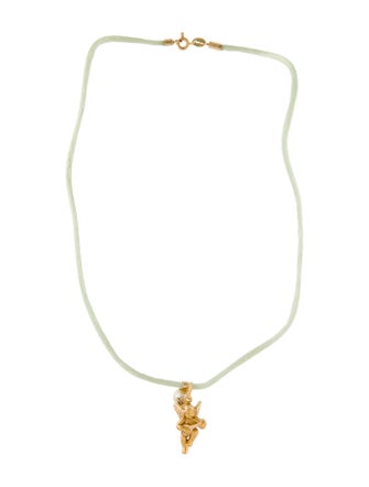 Necklace 18K Pearl & Peridot Angel Pendant Necklace