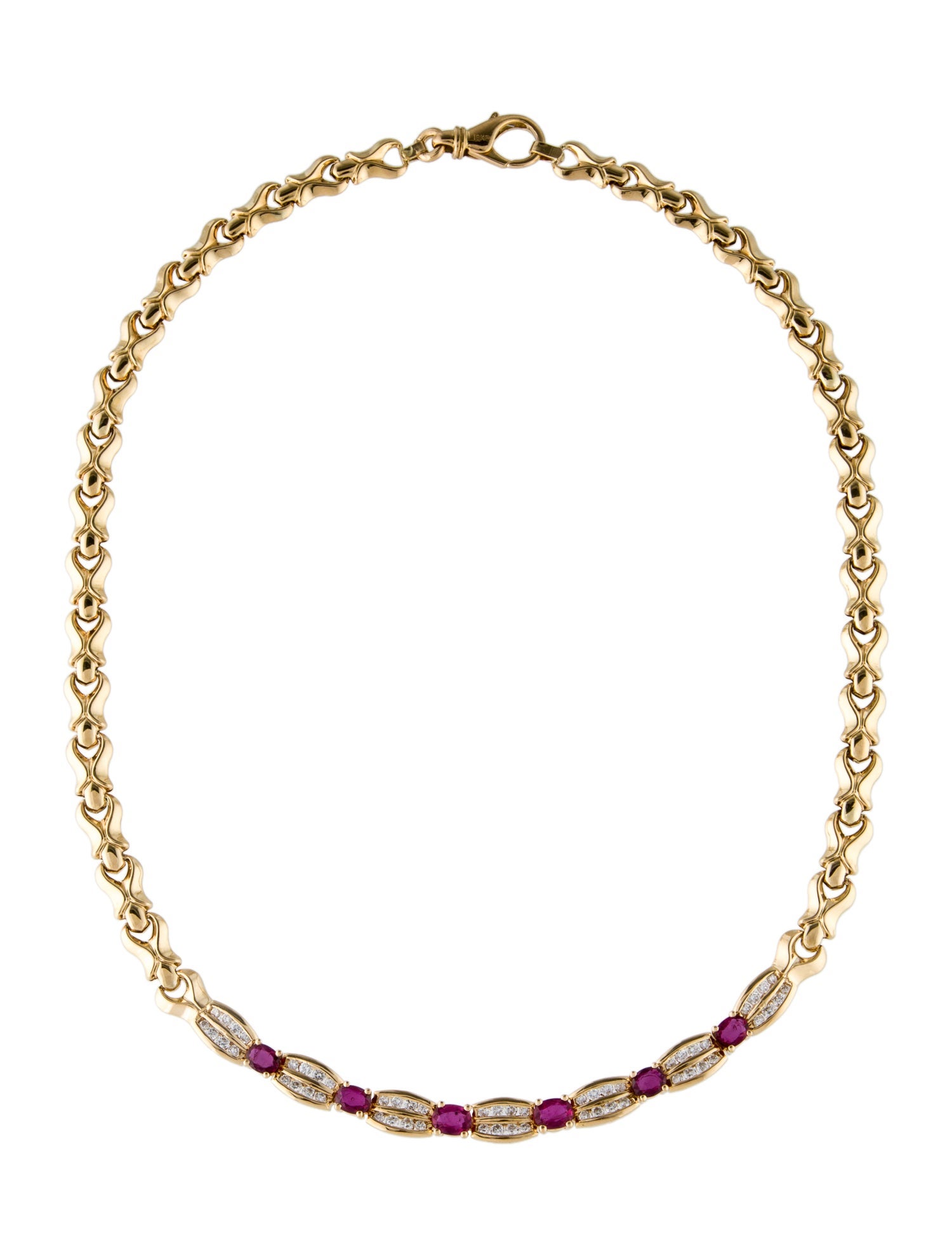 Necklace 18K 1.68ctw Ruby & Diamond Collar Necklace