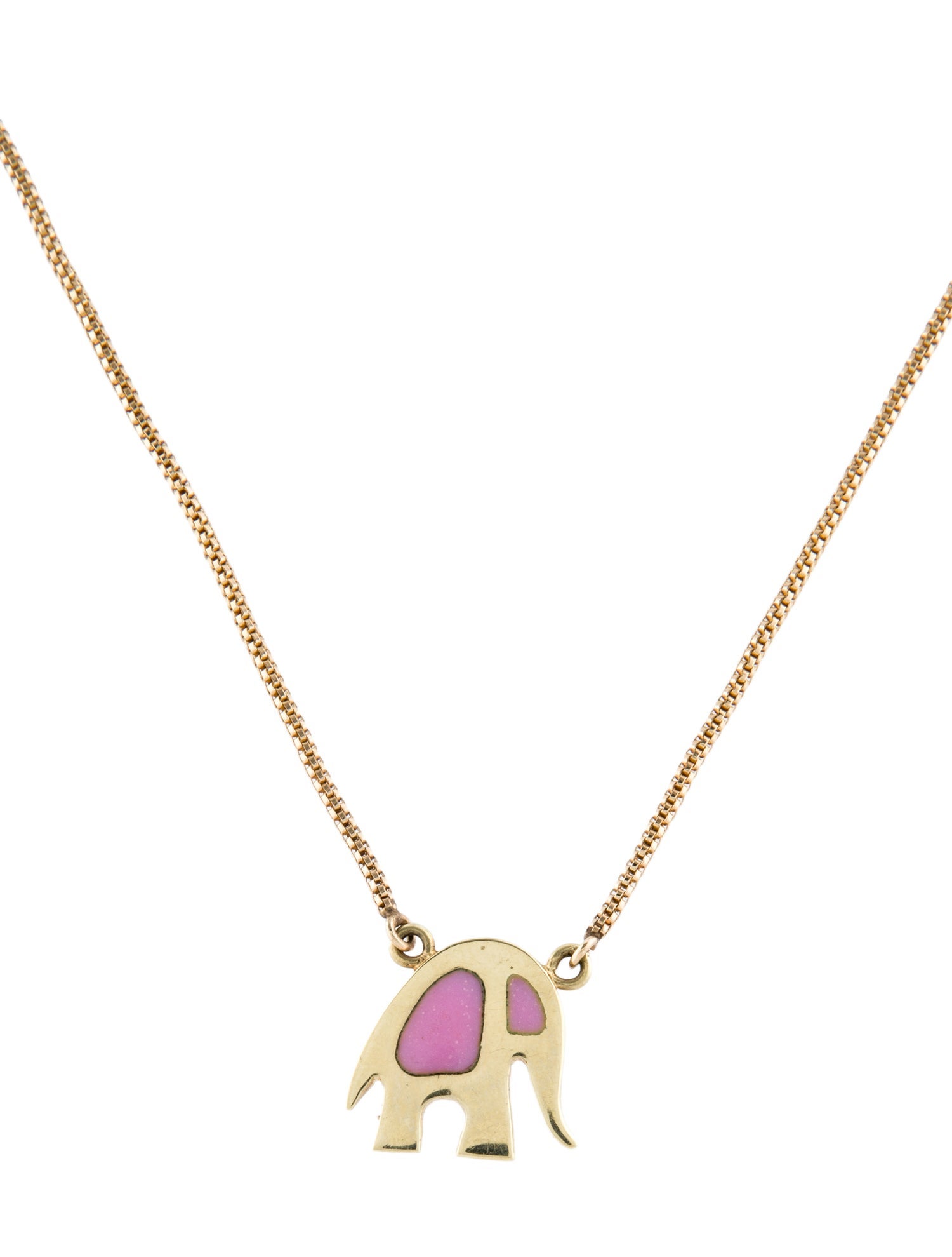 Necklace 14K Enamel Elephant Pendant Necklace