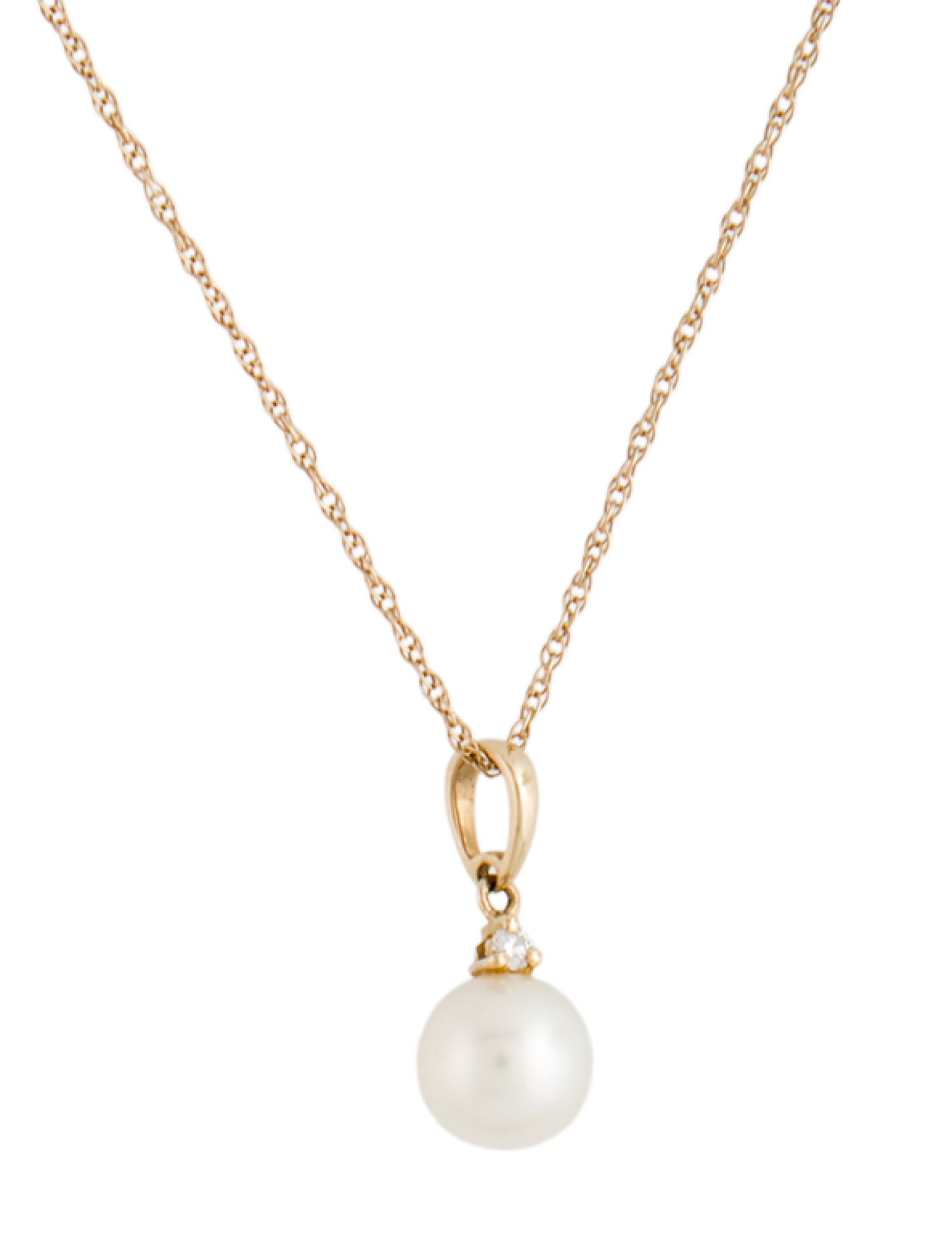 Necklace 14K Pearl & Diamond Pendant