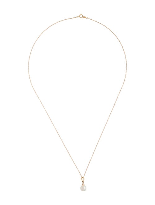 Necklace 14K Pearl & Diamond Pendant Necklace