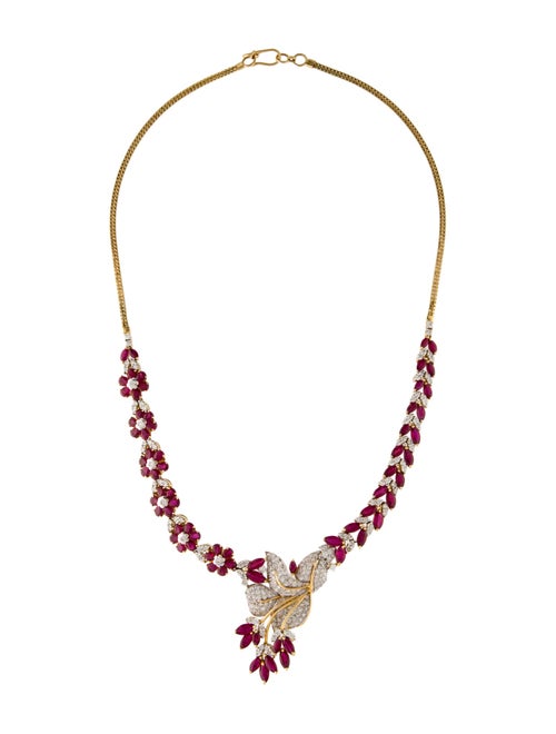 Necklace 18K 12.04ctw Ruby & Diamond Collar Necklace