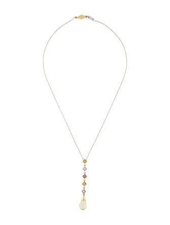 Necklace 18K Citrine, Sapphire & Diamond Lavalier Necklace