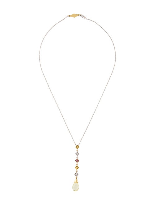 Necklace 18K Citrine, Sapphire & Diamond Lavalier Necklace