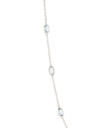 Necklace 14K Aquamarine and Topaz Station Necklace
