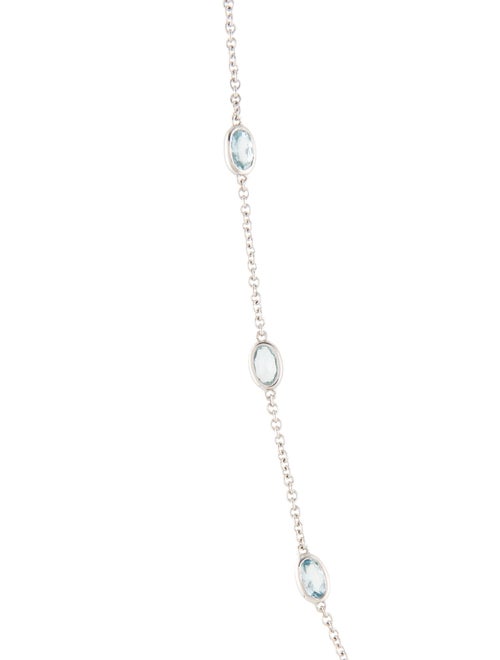 Necklace 14K Aquamarine and Topaz Station Necklace