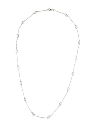 Necklace 14K Aquamarine and Topaz Station Necklace