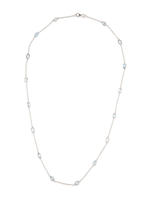 Necklace 14K Aquamarine and Topaz Station Necklace
