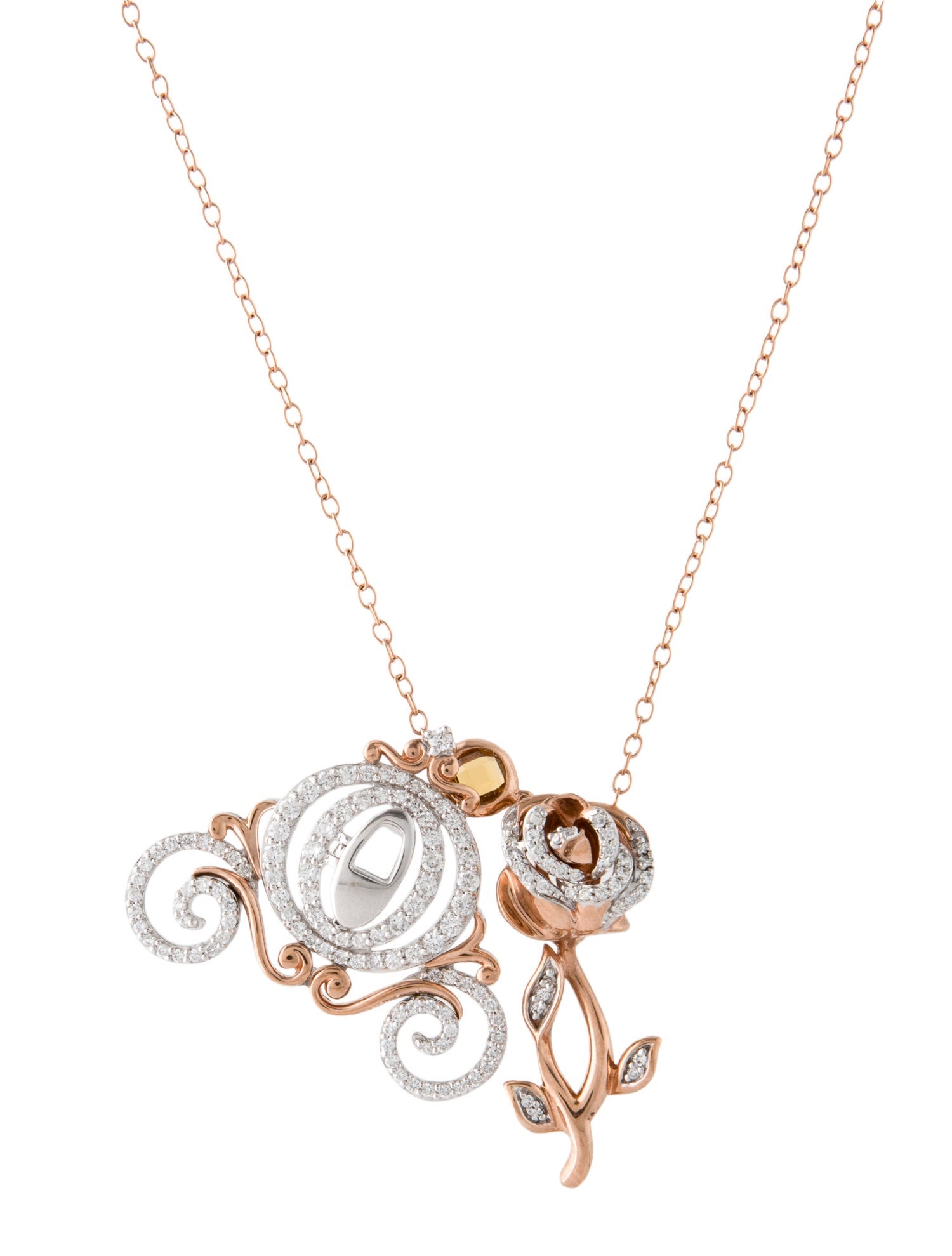 Necklace Enchanted Disney 10K Diamond & Citrine Pendant