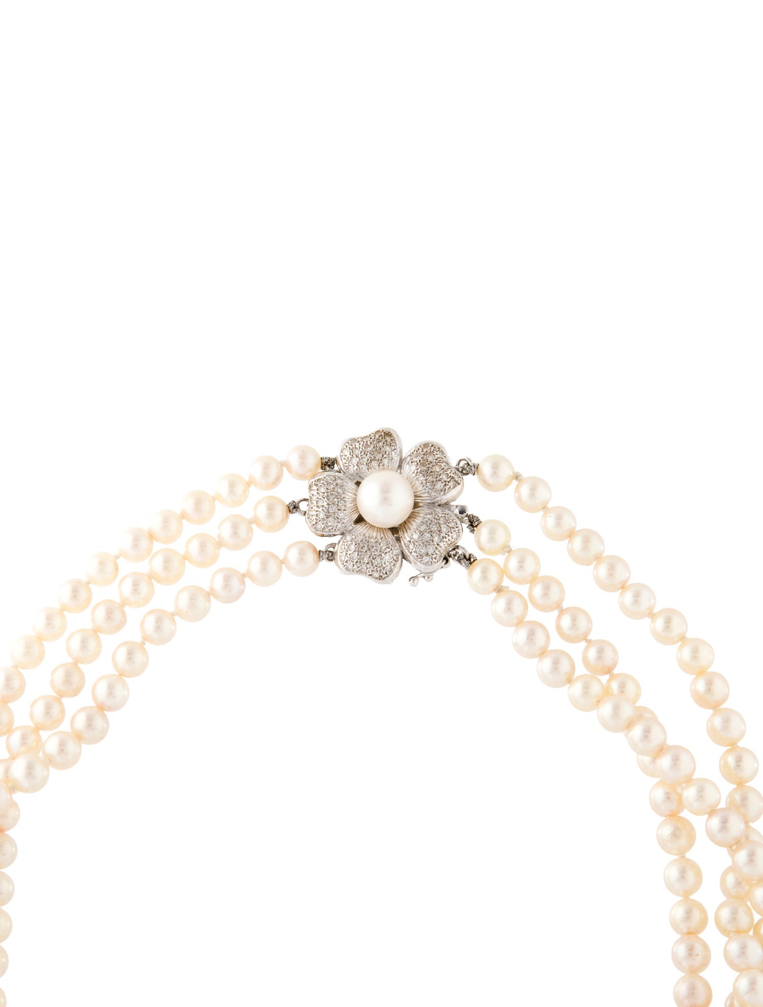 Necklace 14K Pearl & Diamond Multistrand Necklace