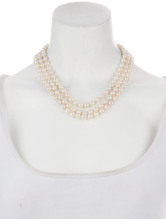 Necklace 14K Pearl & Diamond Multistrand Necklace