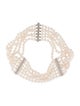 Necklace 18K Diamond & Pearl Multistrand Choker Necklace