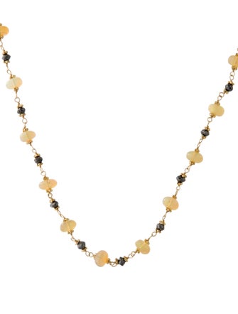 Necklace 14K Opal & Diamond Bead Strand Necklace