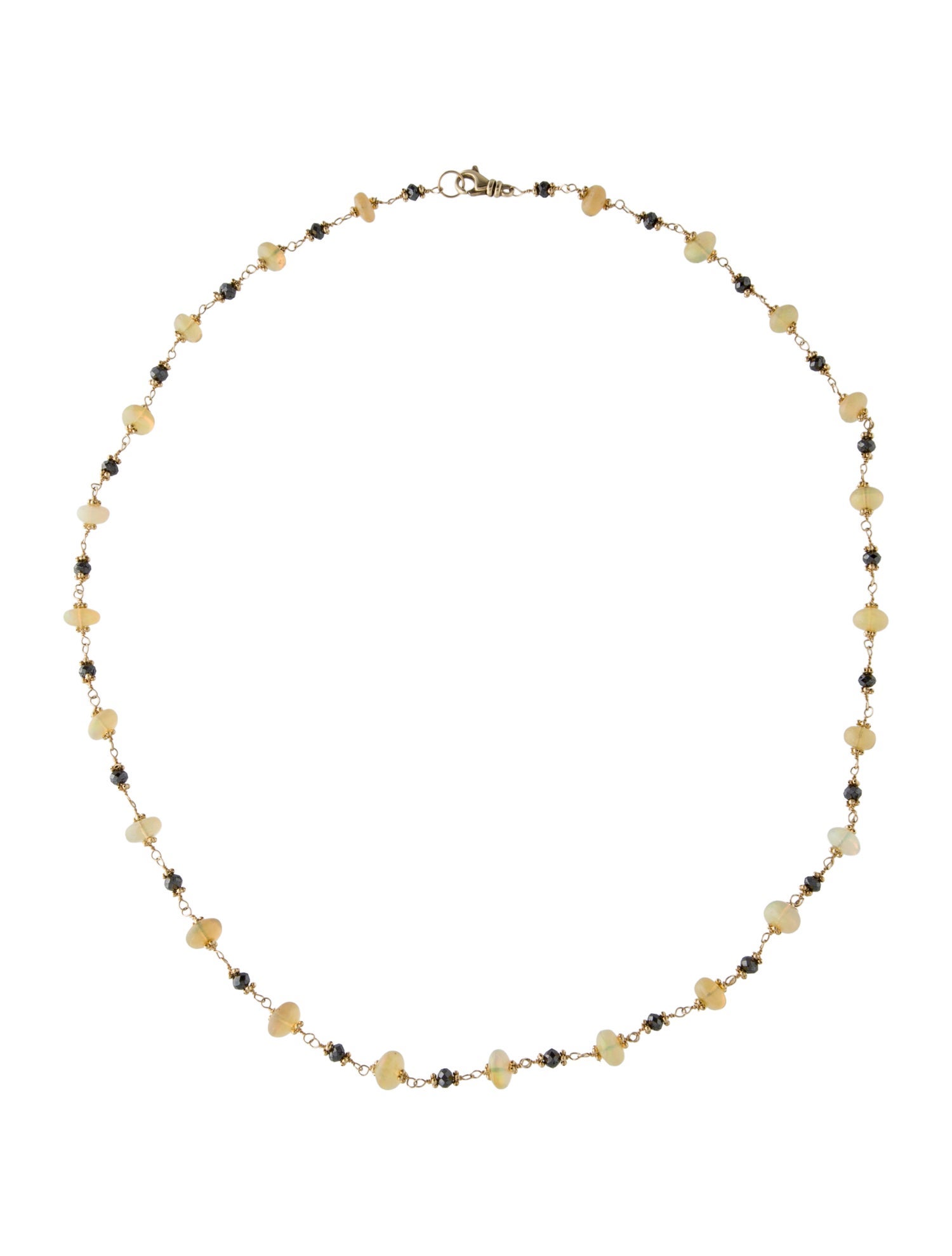 Necklace 14K Opal & Diamond Bead Necklace