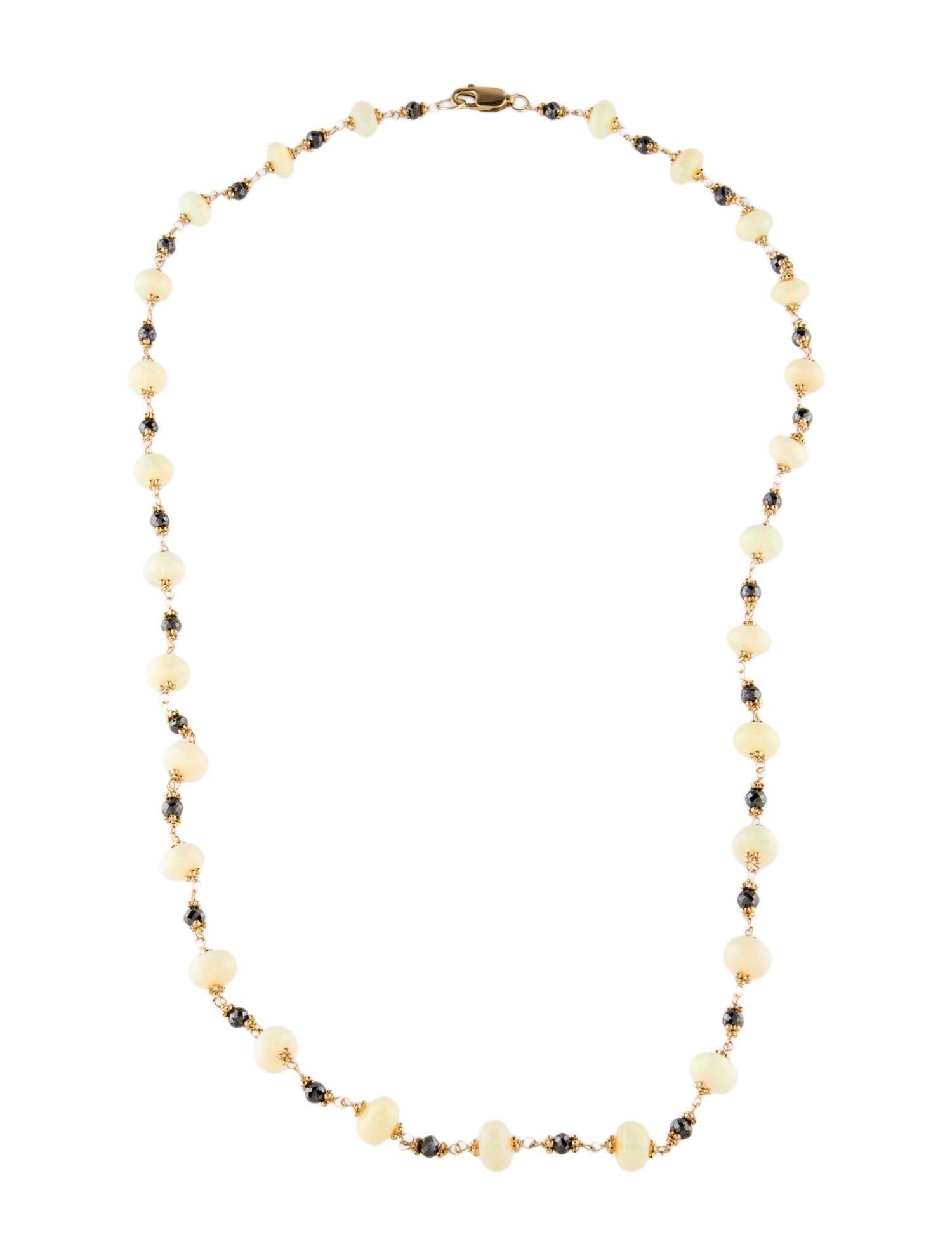Necklace 14K Opal & Diamond Bead Strand