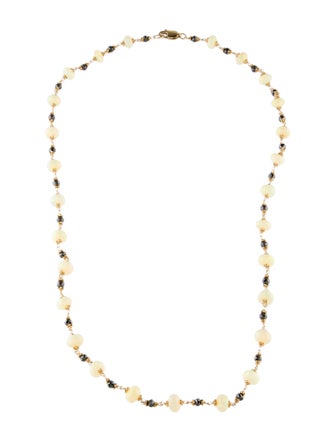Necklace 14K Opal & Diamond Bead Strand Necklace