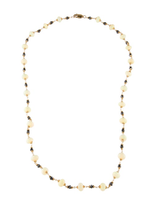 Necklace 14K Opal & Diamond Bead Strand Necklace