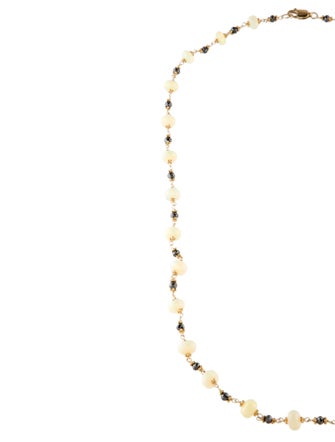 Necklace 14K Opal & Diamond Bead Strand Necklace